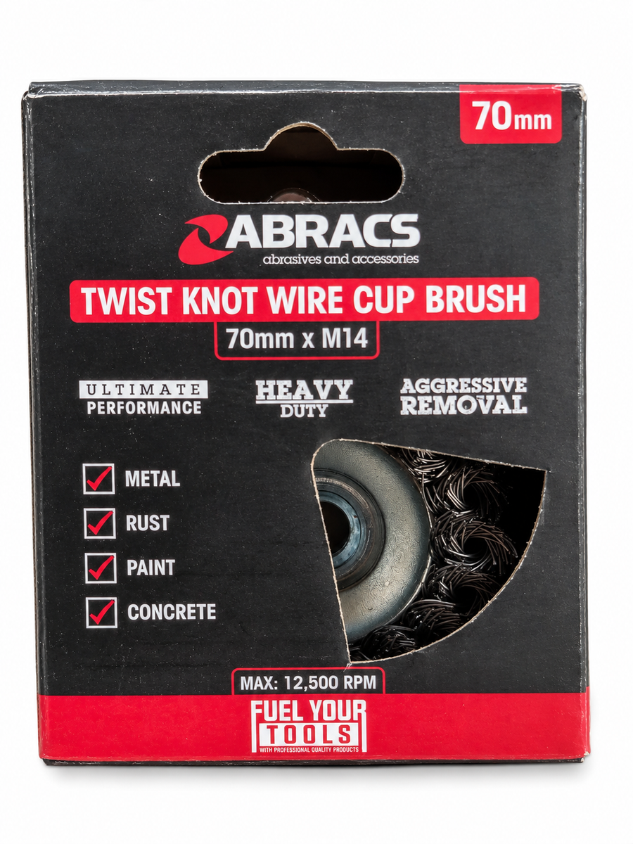 Abracs 70mm M14 twist knot wire cup brush