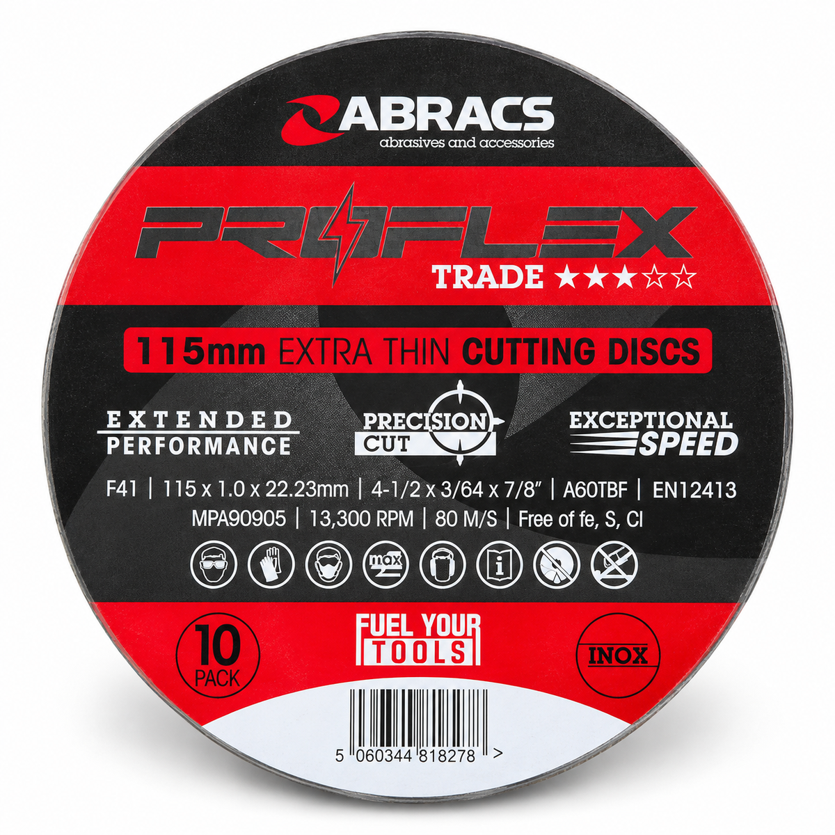 Abracs Proflex Trade 115mm x 1.0mm INOX cutting discs 10 pack