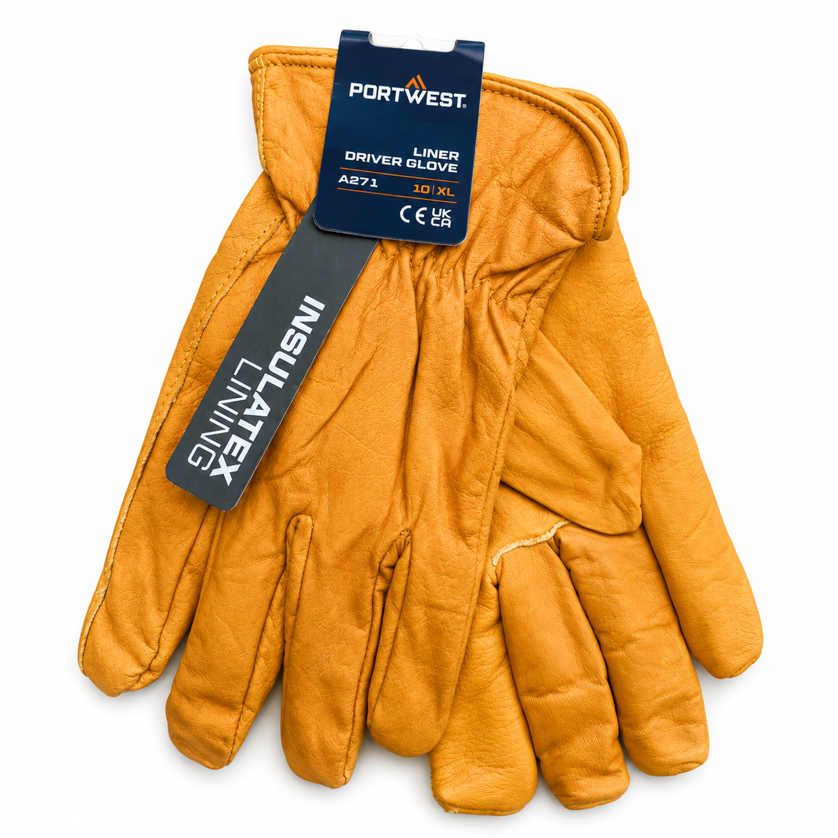 Portwest A271 tan lined leather driver gloves with Insulatex lining