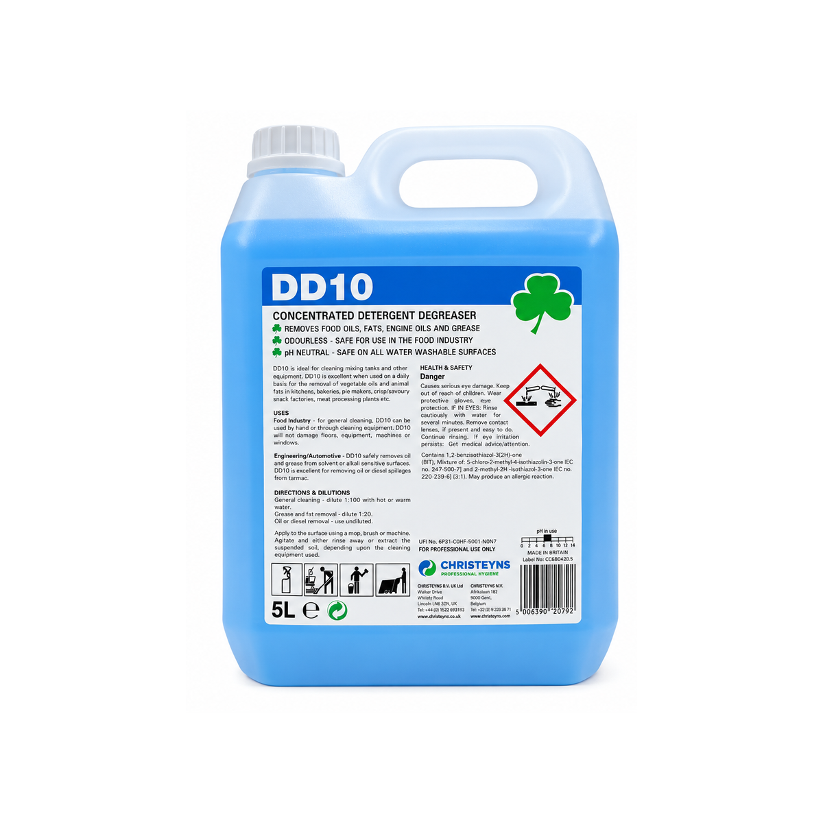 DD10 Concentrated Detergent Degreaser 5L - front