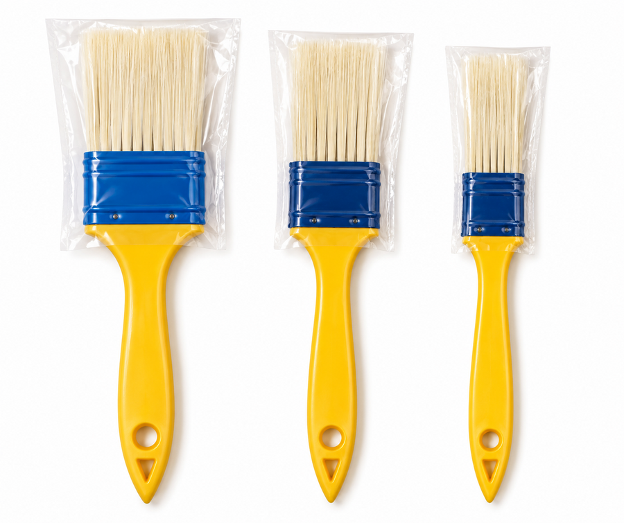 Economy paint brush set with 1 inch, 1.5 inch and 2 inch brushes