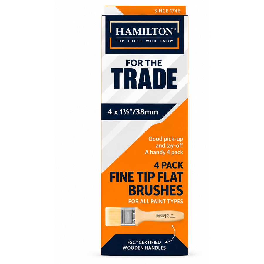 Hamilton For The Trade Fine Tip Flat Brushes 4 Pack - front