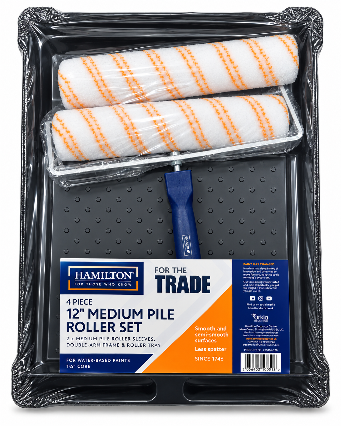 Hamilton For The Trade 12 inch medium pile roller set - polished white background
