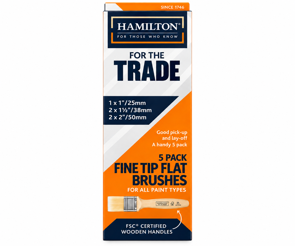 Hamilton For The Trade Fine Tip Flat Brushes 5 Pack - front