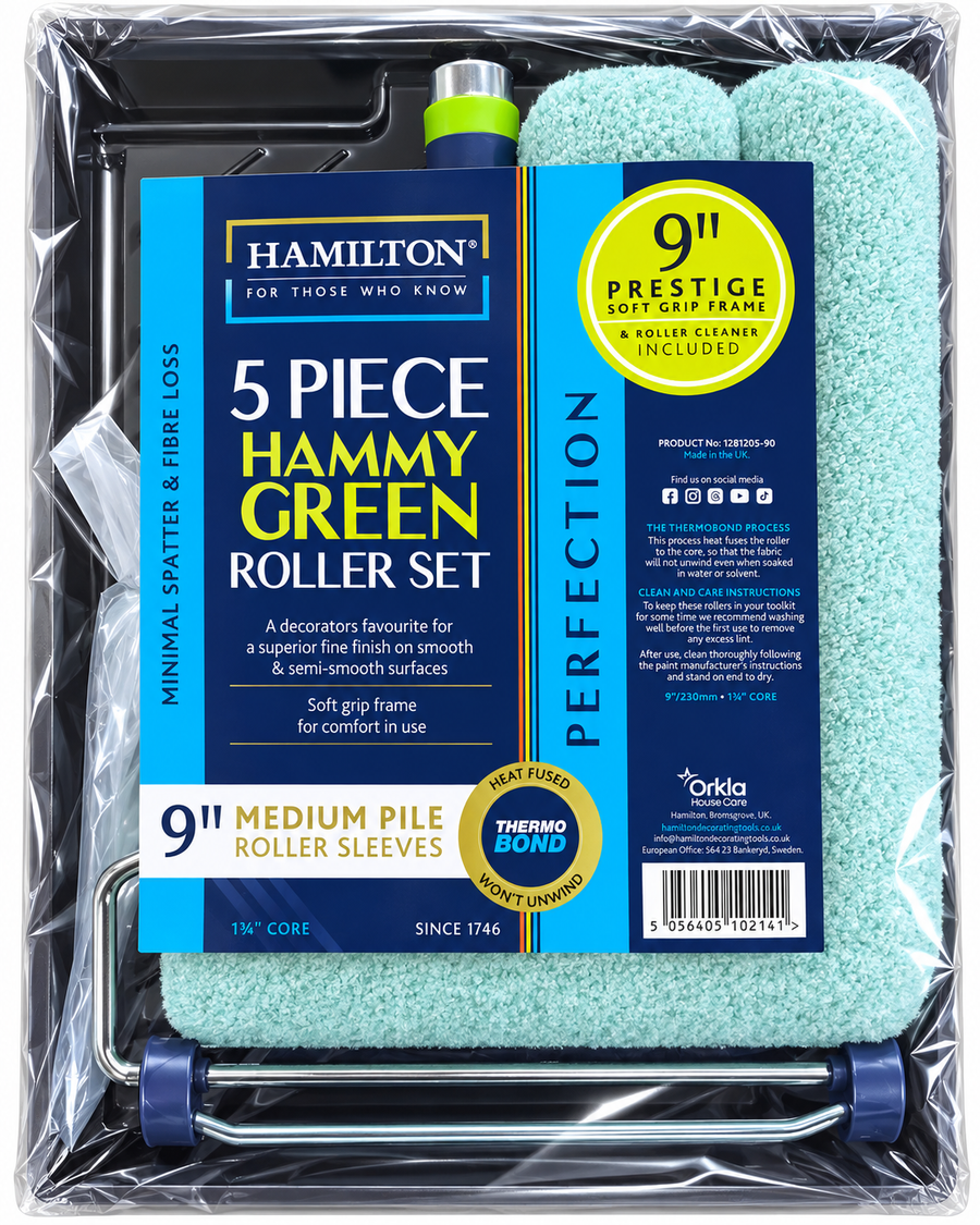 Hamilton Hammy Green 5 Piece 9 inch Roller Set - complete packaged set