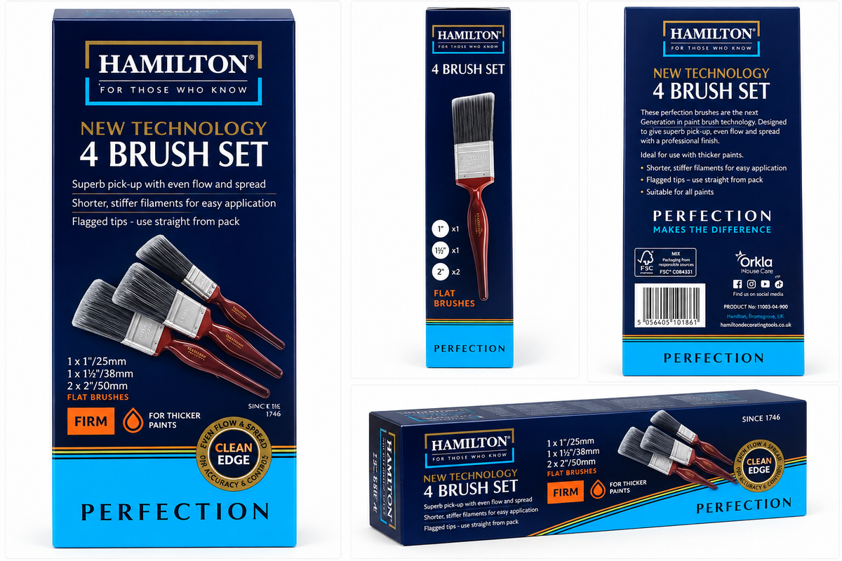 Hamilton Perfection New Technology 4 Brush Set on clean white background