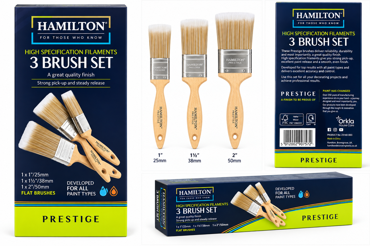 Hamilton Prestige High Specification Filaments 3 Brush Set on white background