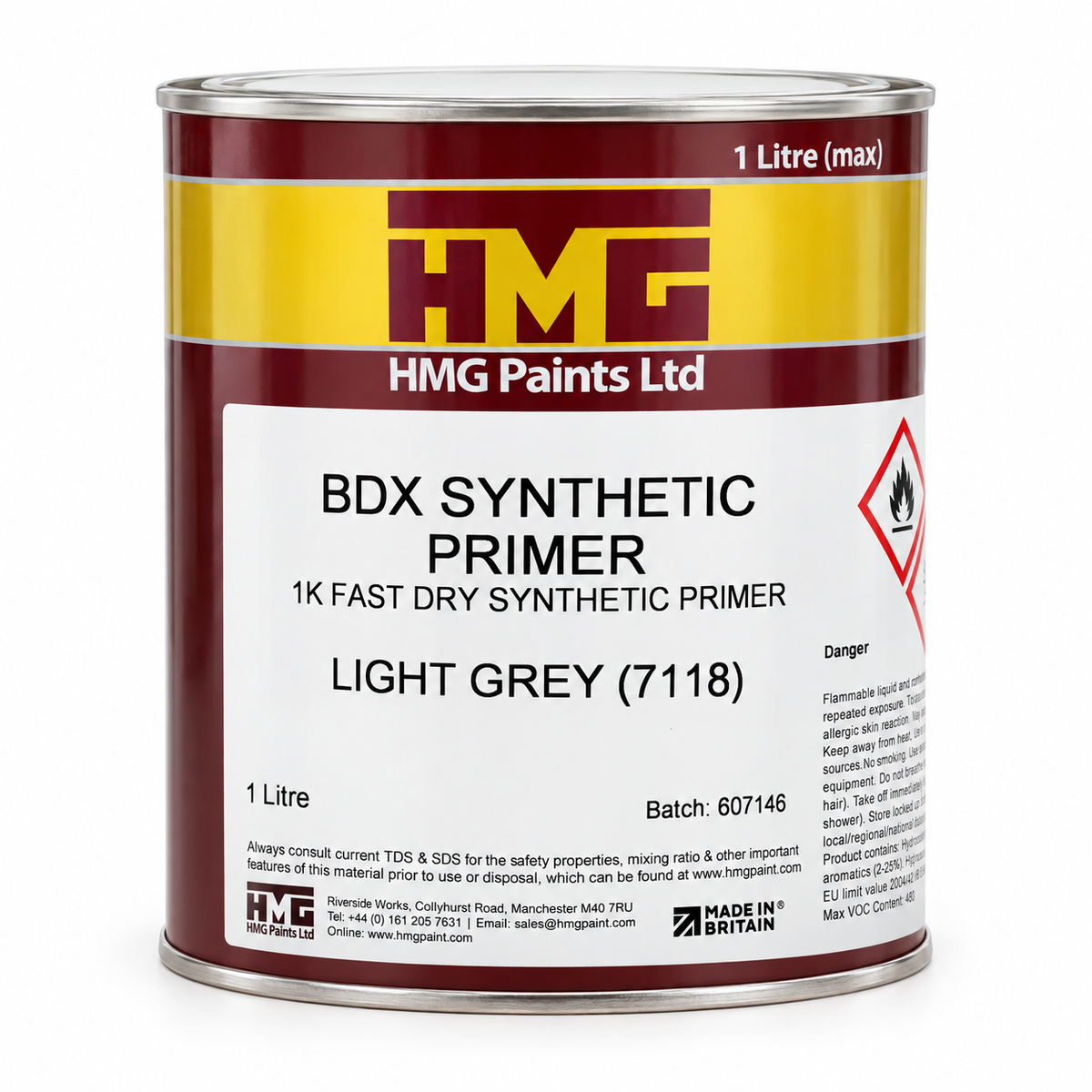 HMG BDX Synthetic Primer Light Grey 7118 1 litre tin
