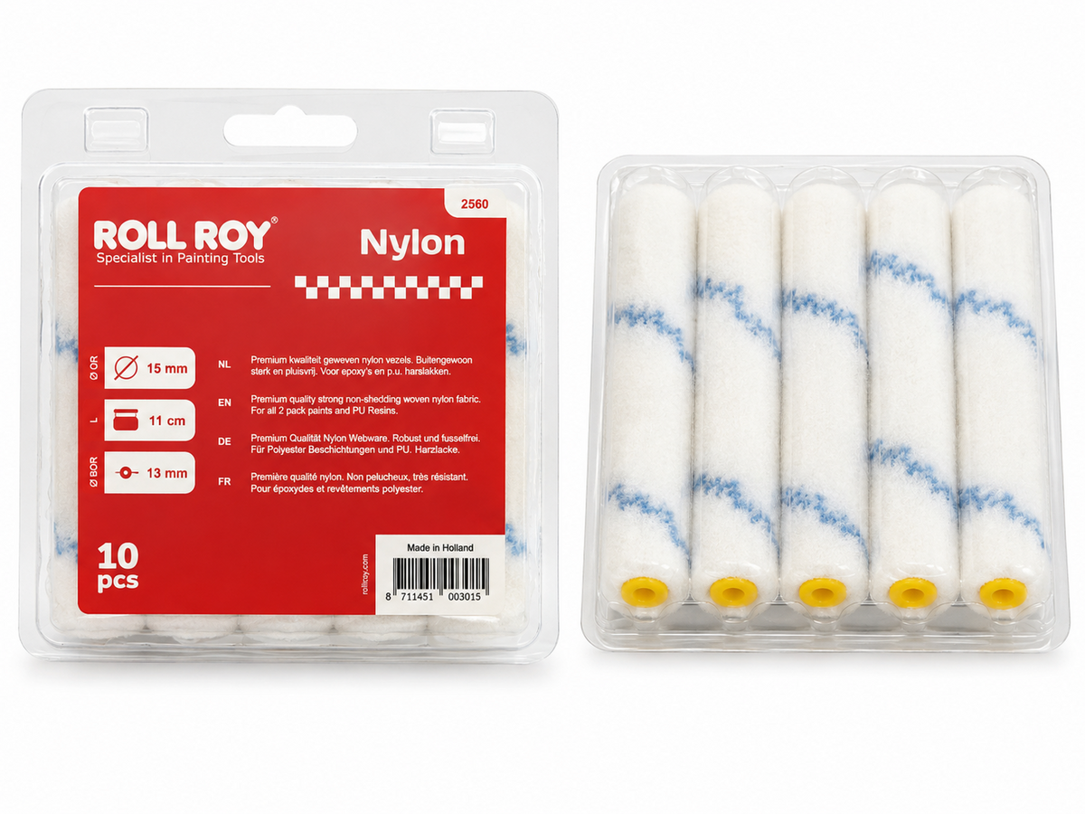 Roll Roy 2560 Nylon 11cm 4 inch paint roller refills 13mm pile 10 pack