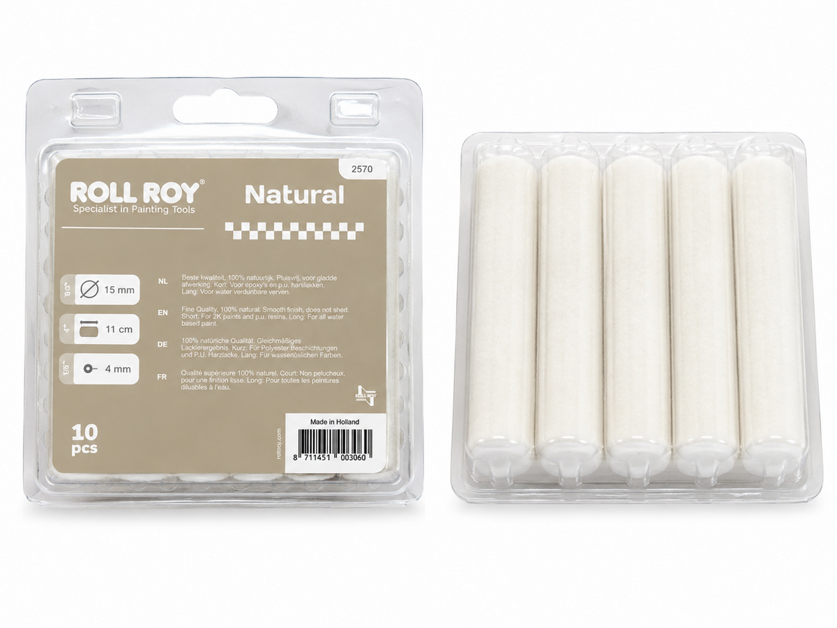 Roll Roy Natural 2570 4 inch 11cm velours paint roller refills 10 pack