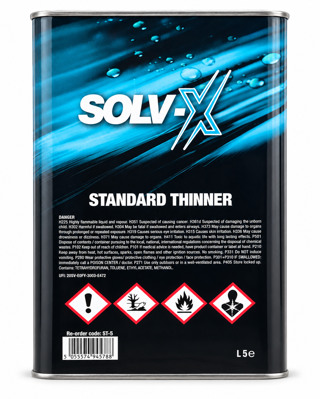 SOLV-X Standard Thinner 5 litre tin on a white background