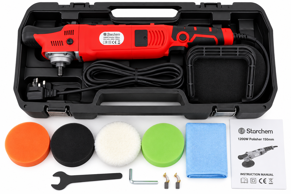 Starchem POLISHERKIT 1200W 7 inch electric polisher kit with carry case and accessories