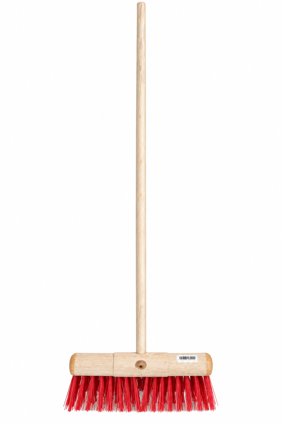 Unbranded 330mm red bristle sweeping broom with 1380mm wooden handle